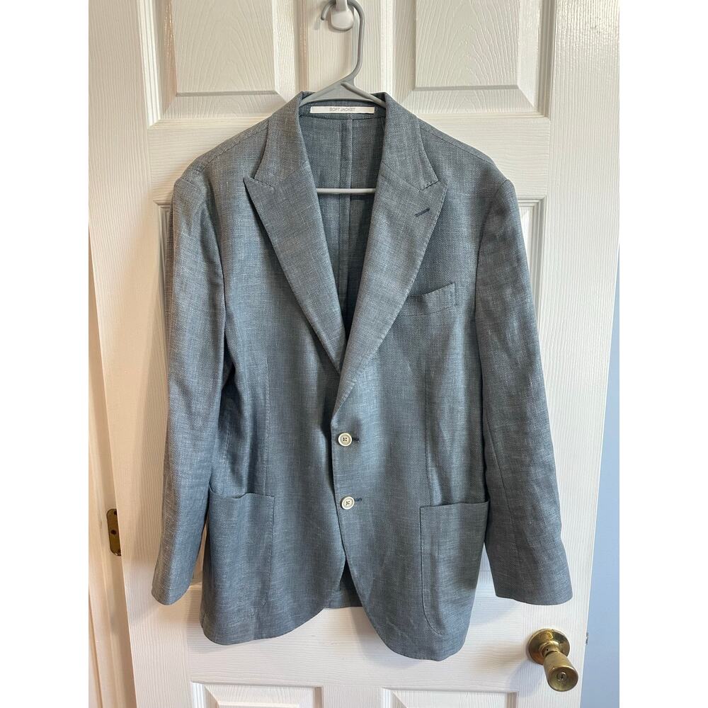 Eleventy Soft Jacket Blazer Sport Coat Blue Linen Cotton Sz 50 It / US 40R GREAT - Picture 2 of 15